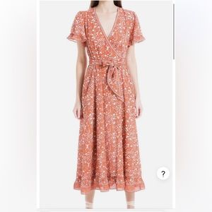 NWT Max Studio Crepe Wrap Floral Midi Dress Size S